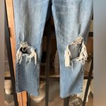 Abercrombie & Fitch Abercrombie The Dad High Rise Jeans frayed distressed petite short medium wash Photo 4