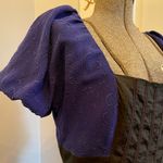 Anthropologie Moulinette Soeurs Bolero Blue/Black Puff Sleeve Silk Dress Sz 10 Photo 4