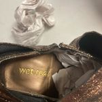 Wet Seal  Women’s Metallic Gold Bow Heel Ankle Booties Size 7.5 Photo 10