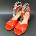 Kate Spade NY “Etta” Orange Patent Leather Block Heel Strappy Sandals Size 6.5 B Photo 0