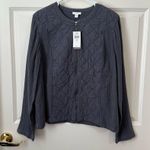 J.Jill Women Quilted Lightweight Jacket Charcoal Gray Mixed Media Cotton Size M Photo 0