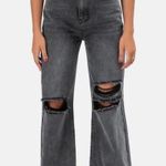 Adika Black High Waisted Ripped Wide Leg Jeans Photo 0