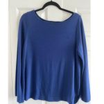 J. Jill Wearever Collection Womens Medium Blue Boatneck Blouse Long Sleeve Minim Photo 0