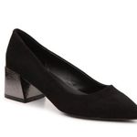 Bleeker and Bond Yasmine Black Suede Pumps Metallic Block Heel Size 6 Black Photo 0