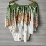 Forever 21 Floral Dolman Sleeve Pleated Chiffon Flowy Blouse Boho Hippy Shoulder Photo 1