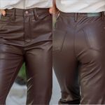 Judy Blue  Faux Leather Straight Leg Pants Size 9/29 Tummy Control High Rise Photo 3