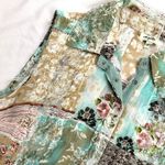 2000s Agora Shabby Chic Teal Cream Pink Patchwork Lace Floral Collared Tank Sz S Photo 1