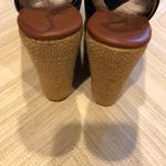 MATT BERSON Black Leather Slingback Adjustable Strap Wedges Photo 3