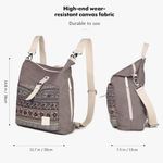 NWOT Canvas Artisan Floral Boho Convertible Crossbody Backpack Tote Bag Gray Photo 7