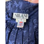NILANI Womens Pleated Skirt Size 8 Dark Blue Vintage Maxi Jacquard Pattern Photo 4