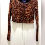 Vivienne Tam Vintage  Long Sleeve Top Leopard Sheer Mesh Lined Small Cropped Photo 0