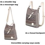 NWOT Canvas Artisan Floral Boho Convertible Crossbody Backpack Tote Bag Gray Photo 6