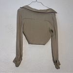ZARA  Satin Effect Crop Shirt Women's Beige  Button-Up Top Blouse Sz Small Photo 1