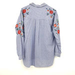 Beach Lunch Lounge size large 100%‎ cotton button up striped embroidered shirt Blue Photo 1