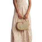 Anthropologie Somerset Taupe white Patterned Maxi Dress fall smock Medium EUC Photo 4