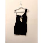 Babaton NWT Sculpt Knit Ribbed One-Shoulder Mini Dress Black Women's Size Medium Photo 1