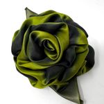 Satin floral brooches, set of 2, NWOT Green Photo 3
