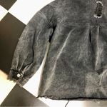 Distressed Denim Faded Black Jean Jacket Denim Button Front Raw Hem Oversized L Size L Photo 8