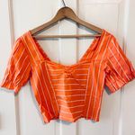 True Destiny NWT orange white striped Latin festival crop top Photo 0