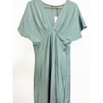 ZARA NWT Green Satin Slip Midi Dress Sz Large Short Sleeve Cocktail Quiet Luxury Photo 9