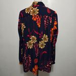 STYLUS Navy Floral Secretary Bow Tie Blouse Long Sleeve XL Retro Geek Blue Photo 4