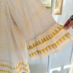 J Jill Pastel Striped 3/4 Flutter Sleeve Boho Organic Cotton Blouse XS Yellow Photo 1