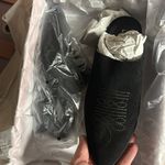 Lisa Vicky Black Suede Pointy Toe Skip Heeled Mule Western Embroidered Size 9 Photo 1