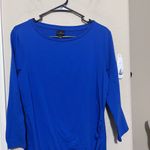 Worthington Royal Blue Dress Long Sleeve Midi ruched side stretchy sz Large Photo 2
