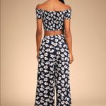 New Lulus Navy Blue White Floral Print Smocked Two Photo 5