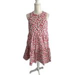 J CREW High Neck Watermelon Print Tiered Dress Size 4 Pink Photo 5