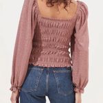 ASTR Pink Glittery Long Sleeve Blouse Photo 2