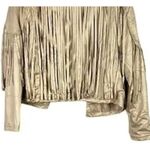 NWT Cropped Soft Faux Western Fringe Suede Open Style Lined Jacket Coat M Cream Size M Photo 9