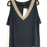 Bloomchic  Plain Cold Shoulder Contrast Lace T-Shirt Black 14-16 Photo 2