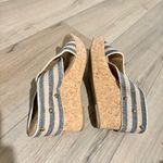 Merona Criss Cross Stud striped Cork Wedge Heels blue tan size 8 Photo 3