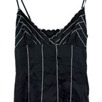 Bebe  Vintage Silk Black White Trim Babydoll Blouse Size XS Photo 0