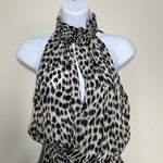 ALC Frank A.L.C. Cody Leopard Print Silk Dress Mini Black White High Neck Sleeveless 2 Photo 2