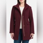 Vince Camuto  Women’s Faux Wool Deep Burgundy Pea Coat Medium NEW Photo 10
