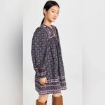 NEW SEA NY Perry Border Puff Sleeve Tunic Embroidered quilted floral Dress XS Blue Photo 2