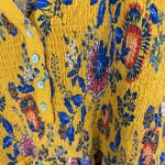 Avenue Smocked Floral Popover Tunic Top Size 26/28 Yellow Smocked Festival Boho Photo 1