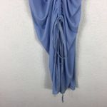 ZARA Baby Blue Asymmetric Midi Dress With Drawstring Gathering Size Small Photo 10