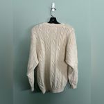 Cotton Traders VTG  Women’s Cotton Oversized Cream Cable Knit Crew Sweater Sz L Photo 4