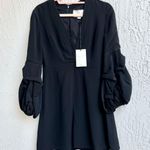 Alexis NWT Pintucked Sleeve V Neckline Fia Mini Dress Black Women's Size Medium Photo 2