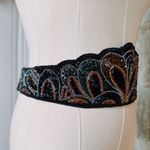 Vintage Glass Bead Satin Black Waist Belt Photo 4