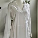 Foxcroft NYC White Wrap Blouse – Size 12 Shaped Non-Iron Stretch Photo 1
