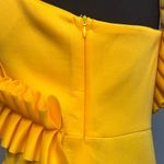Vibrant Yellow One Shoulder Ruffle Dress Size Large Gold Photo 9