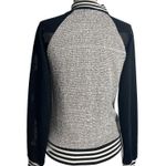 Olive & Oak  Varsity Jacket Women Size S Fitted Snap Closure Black White Baseball Photo 1