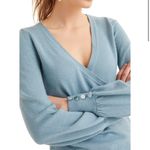 Boden Blue Maddie Button Cuff Surplice Sweater size 12 Photo 2