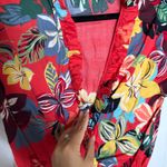 Alexis ‎ red floral tropical Faine ruffle romper XS vacation summer beach Photo 4