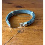 Hampton Gems Narrow Cuff Bracelet With Pave Crystals Blue Suede Magnetic Clasp Photo 5