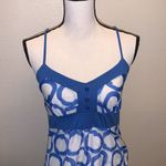 Pretty Good  circle pattern blue white cami peplum tank top Photo 1